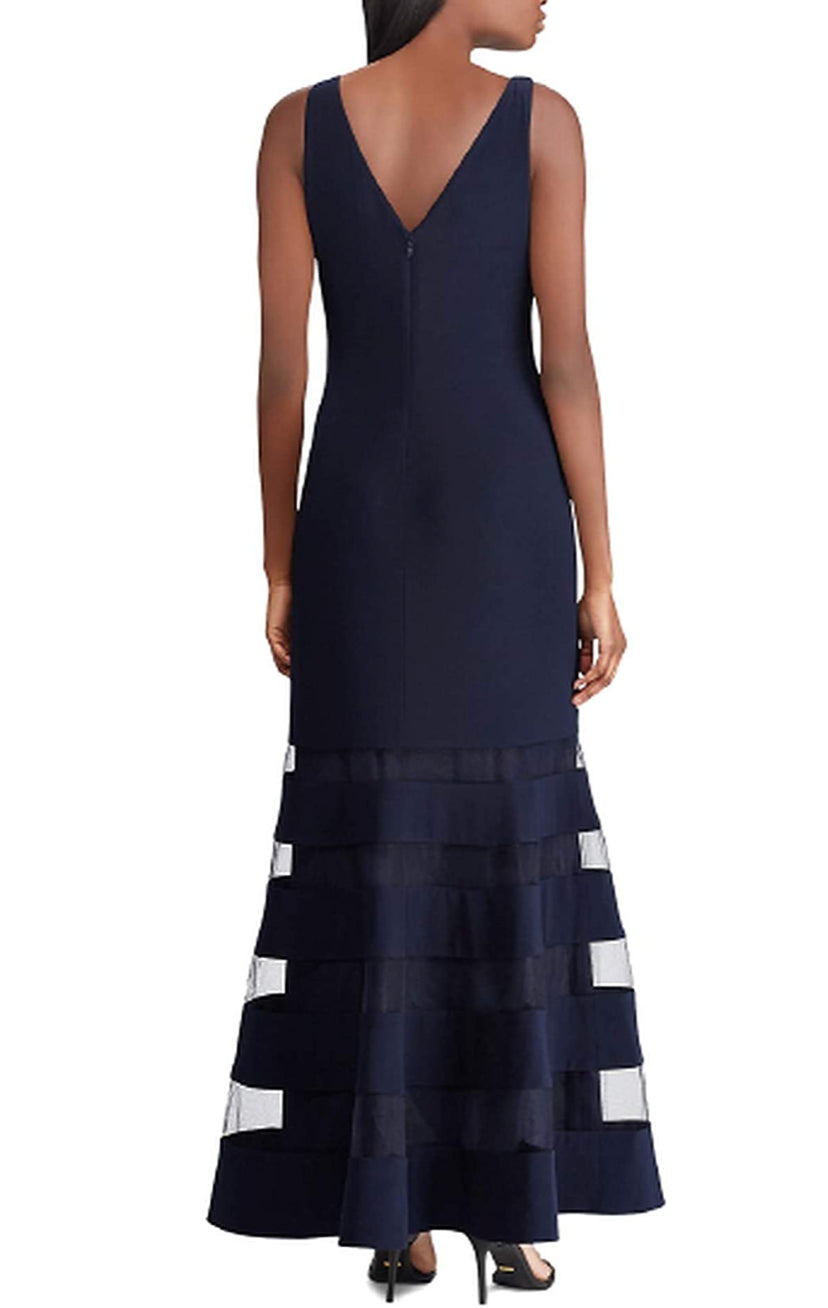 Lauren Women's Illusion Stripe Gown dress Blue Navy Size 4 MSRP $240