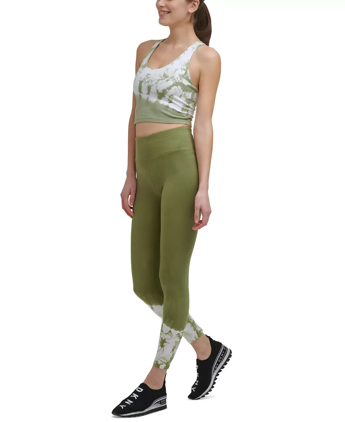Dkny Sport Women's Tie-Dyed Long-Line Sports Bra Green Size XL MSRP $45