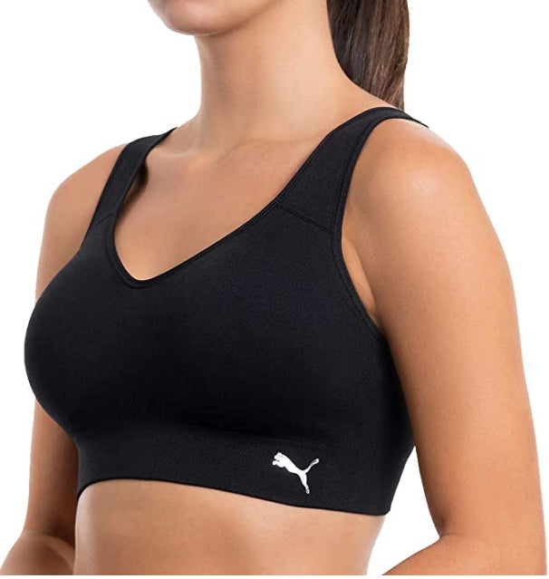 PUMA Seamless Sports Bra Womens black-gray 2-pack Size S