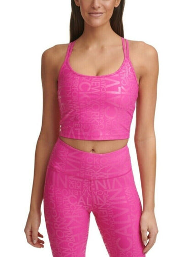 Calvin Klein Womens Printed Strappy-Back Tank Top pink Size L MSRP $50