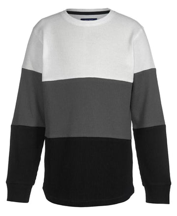 UNIVIBE Big Boys Carrey Color Blocked Thermal T-shirt Gray White Black Size M