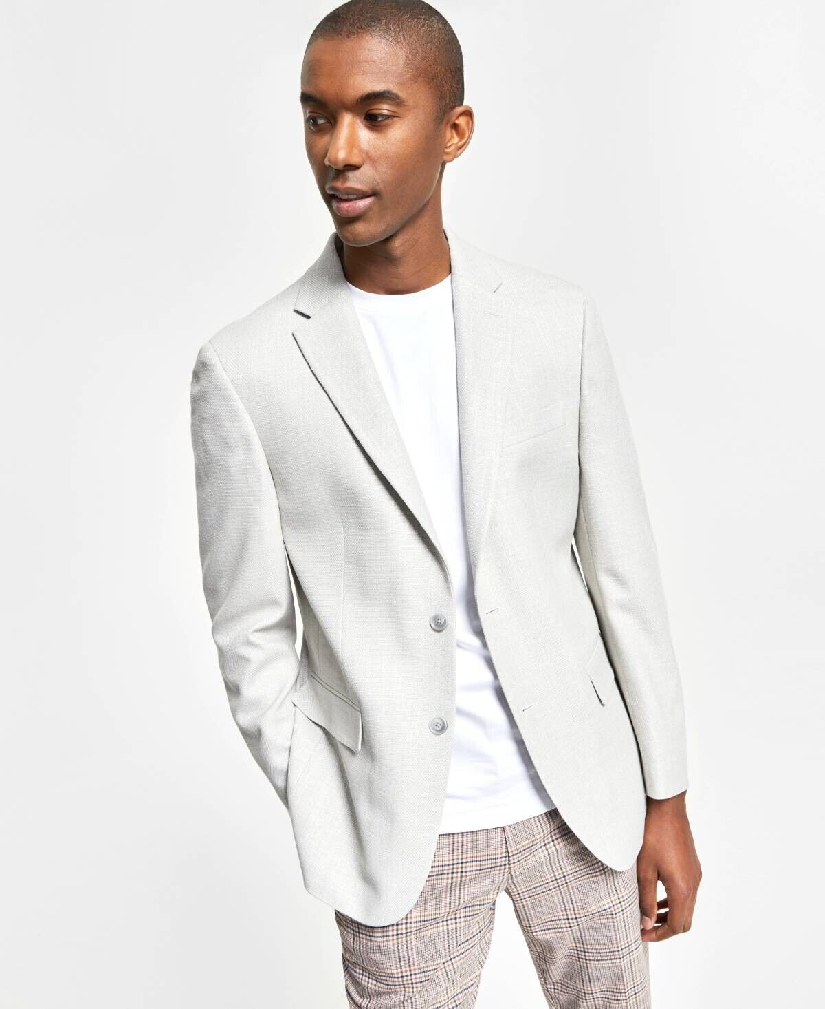 TOMMY HILFIGER Men's Slim-Fit Solid Weave Blazer White Size 38L MSRP $295