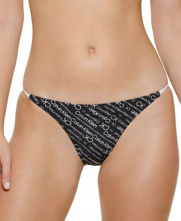 Calvin Klein BLACK Skinny-Strap Logo Bikini Swimwear Bottom, US Size L