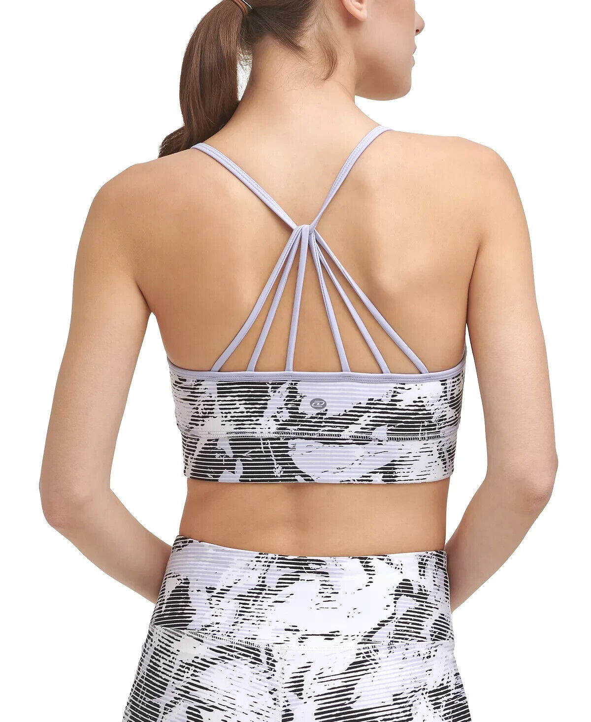 Dkny Sport Women's Printed Strappy Sports Bra Purple Size XS MSRP $45