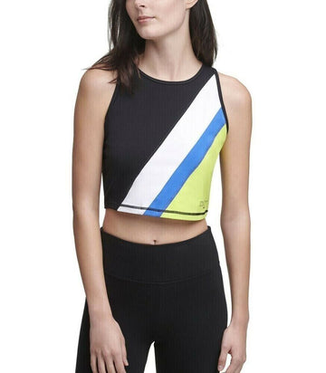 Dkny Womens Colorblocked Crop Top black Size M MSRP $45