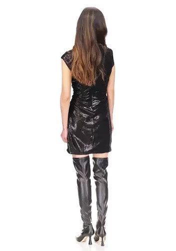Michael Kors Women's Sequined Funnel-Neck Mini Dress Black Size M MSRP $175