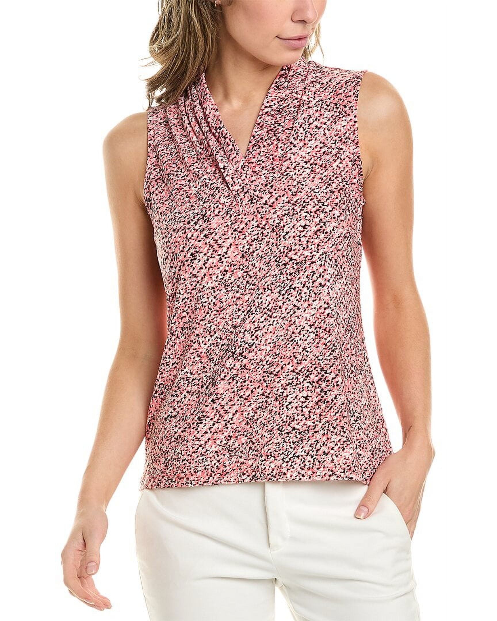 Anne Klein womens Triple Pleat Top, Size XS Red