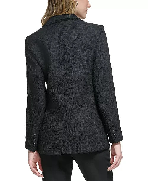 KARL LAGERFELD PARIS Women s Fringe-Trim Blazer Black Size 8 MSRP $190