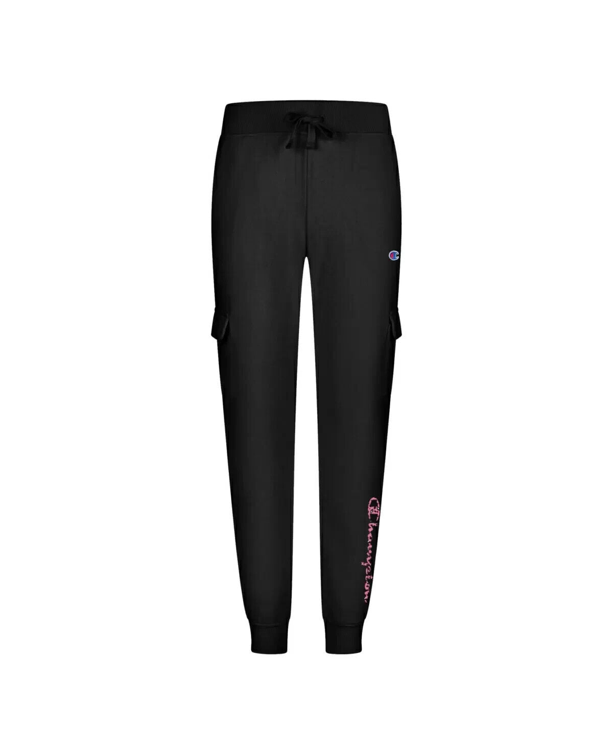 CHAMPION Toddler Girls Cargo Pants with Leopard Print Script Black Pink Size 2T