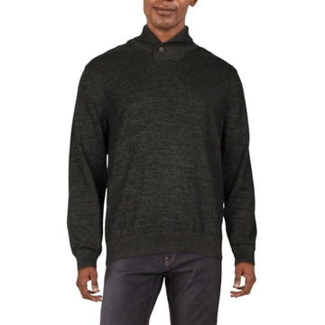 Club Room Mens Shawl Collar Cotton Pullover Sweater Black Size L