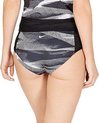 Nike Line Up Printed Hipster Bikini Swimsuit Swimwear Bottoms Black Size L