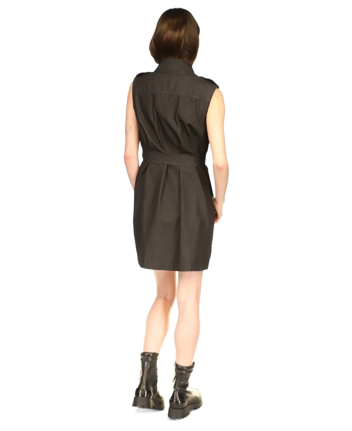 Michael Kors Women's Chambray Trenchcoat Dress Black Size XL MSRP $195