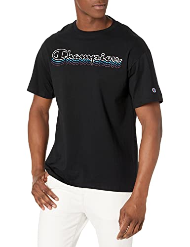 Champion mens Classic T-shirt, Multi Script T Shirt, Black-586628, Size XL
