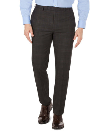 Calvin Klein Men's Slim-Fit Mini-Check Dress Pants gray Size 32 X 32