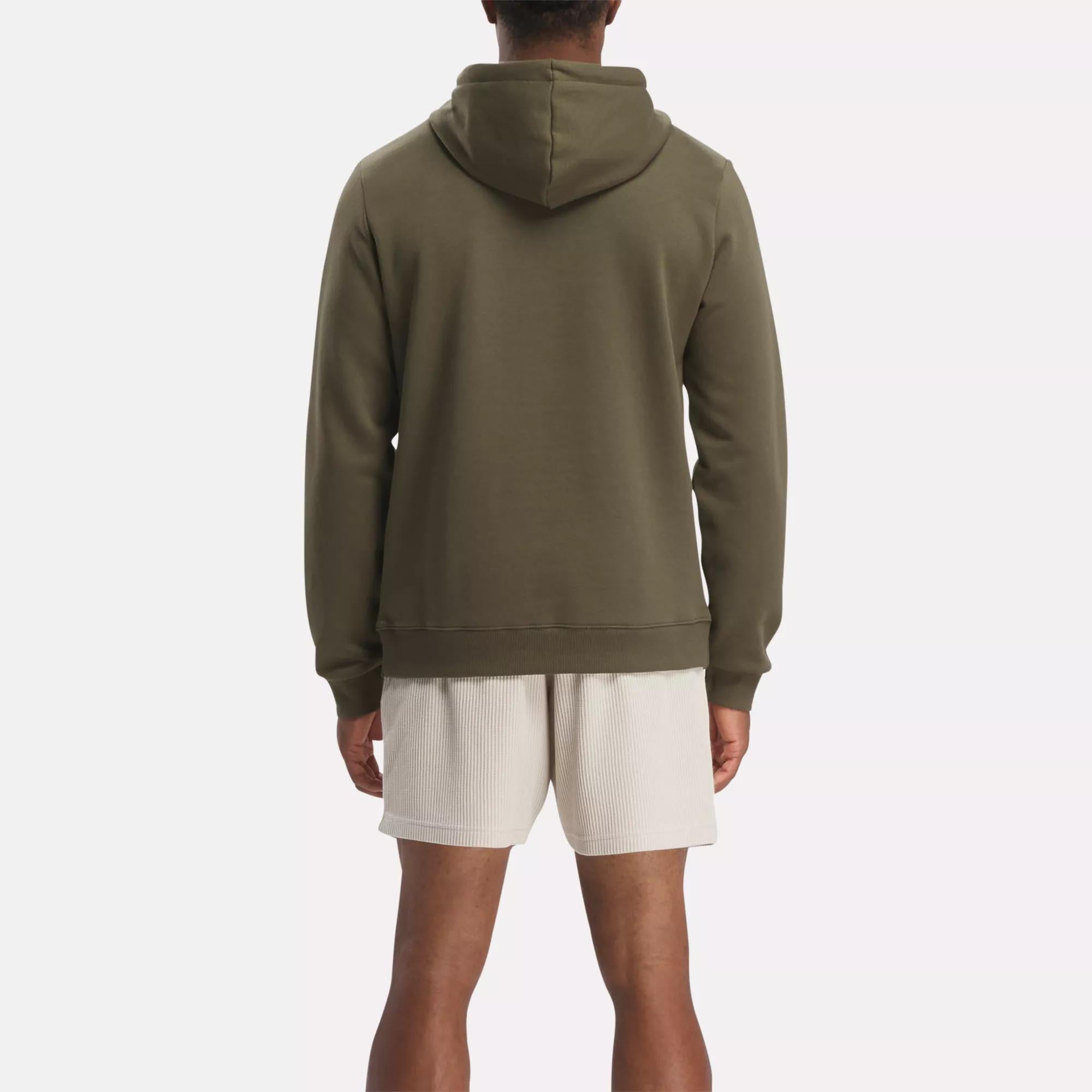 Reebok Identity Fleece Over-the-Head Hoodie Olive Green Size L