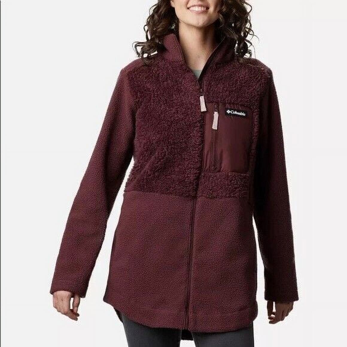 Columbia Women s Lodge Sherpa Full Zip Fleece Wine purple Size S
