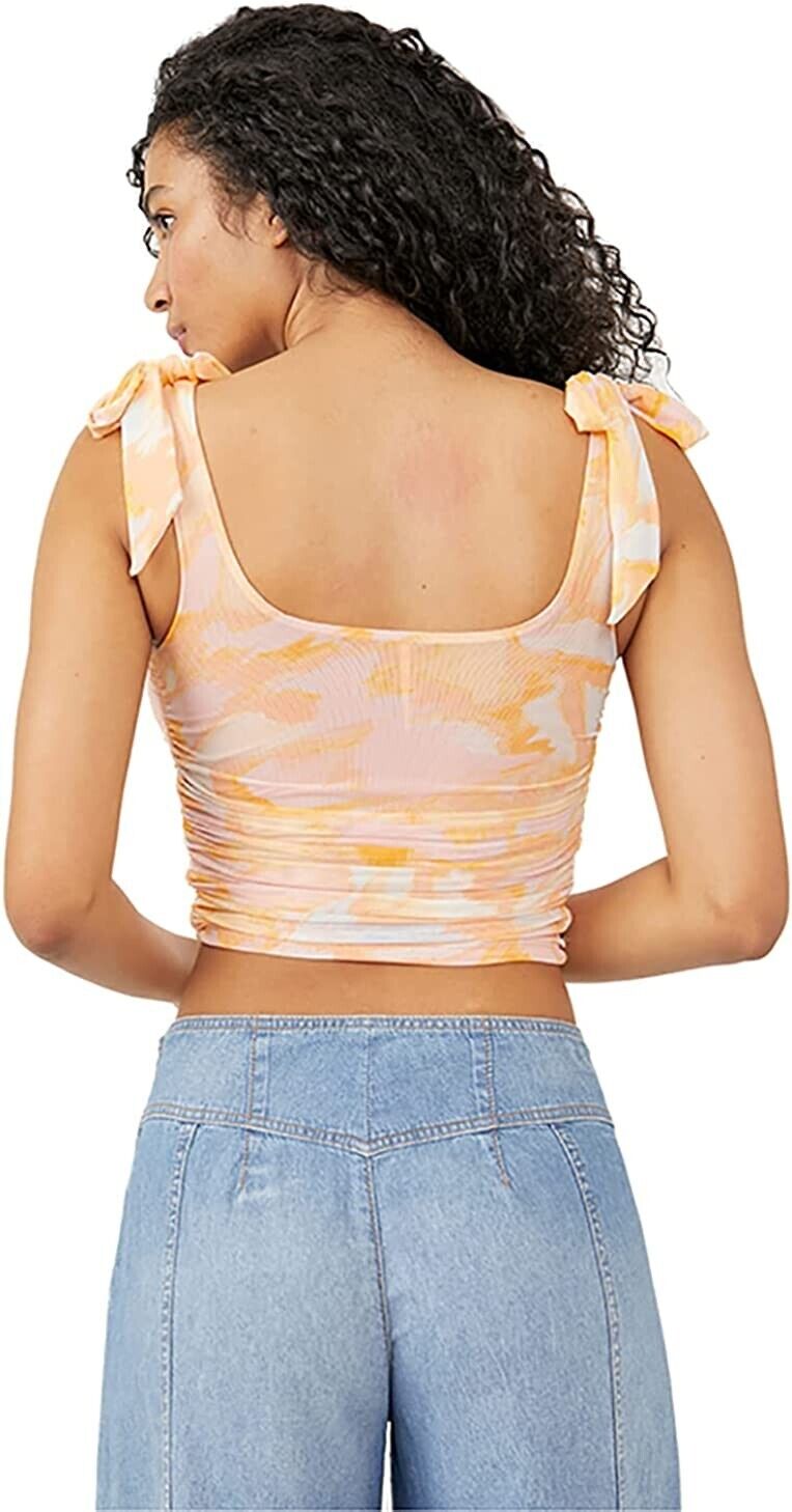 FREE PEOPLE Avenue Print Tank Top Orange Size L MSRP $58