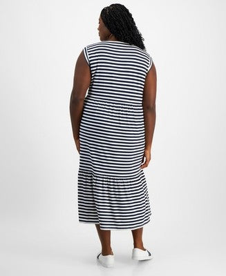 Tommy Hilfiger Striped Sleeveless Blue Sky Captain Ivory Plus Size 3X MSRP $99