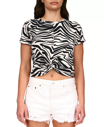 SANCTUARY Women's Slow Tide Printed Twist T-Shirt Black White Size S MSRP $49