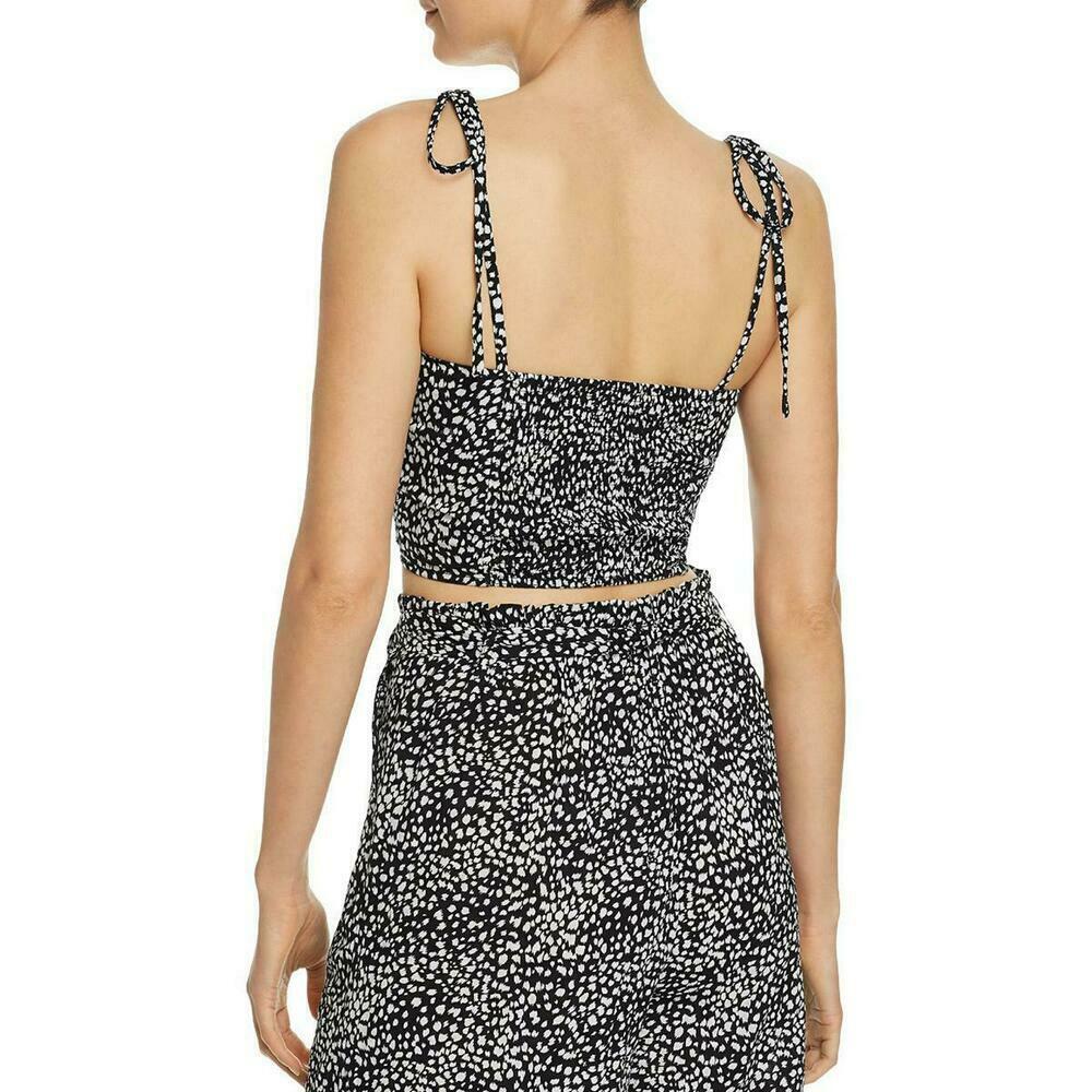 Aqua Womens Sleeveless Ruched Crop Top Black Size L MSRP $48