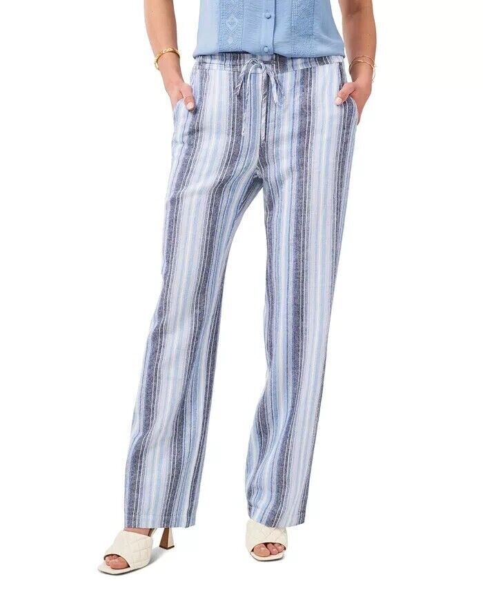 Vince Camuto Striped Tie-Waist Pants Blue Size S MSRP $89