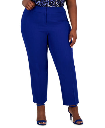 Kasper Stretch Crepe Mid-Rise Ankle Pants Blue Plus Size 24W MSRP $89
