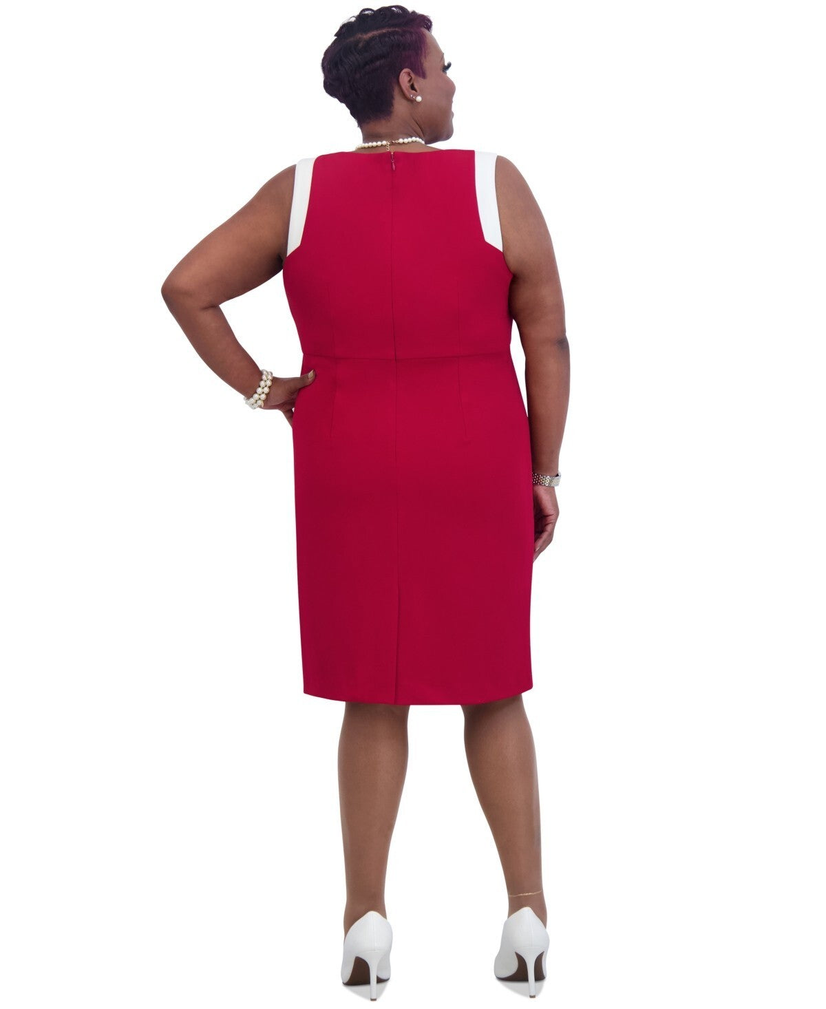 Kasper Women's Combo Sleeveless Sheath Dress Red Plus Size 3X MSRP $89
