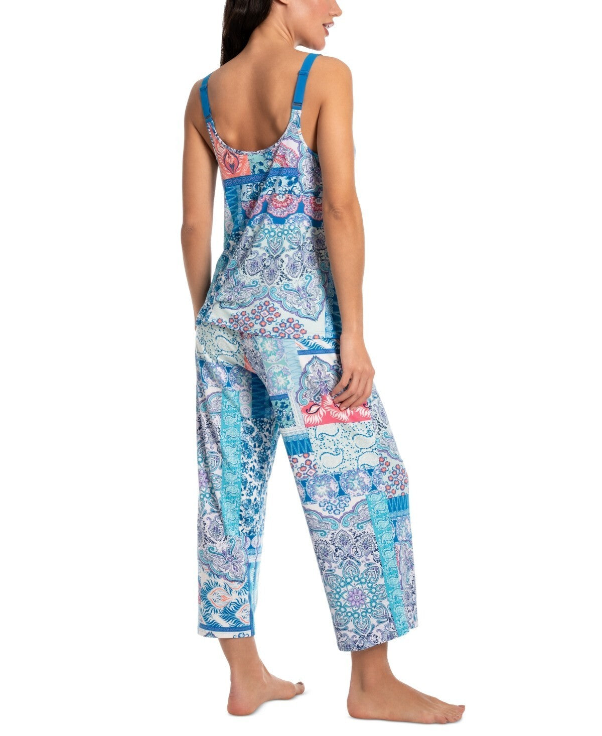 Linea Donatella Women's 2-Pc. Cropped Pajamas Set Blue Size M MSRP $56