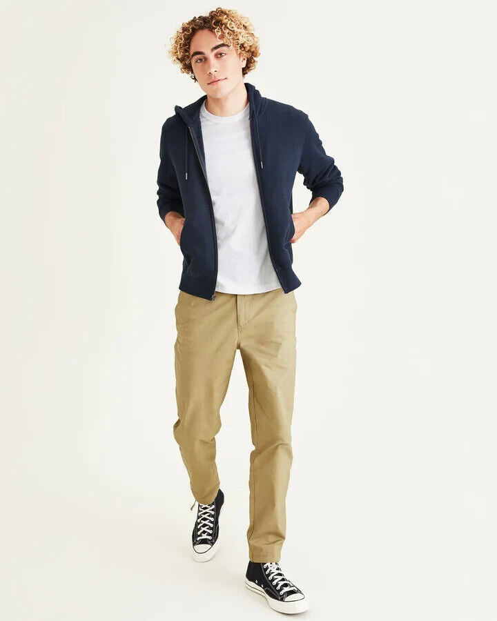 DOCKERS Men's Zip Fleece Hoodie Navy Blue Size M MSRP $78