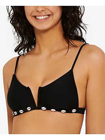 Hula Honey Swim Medium Junior Shell-Trim Bikini Top Black Size M