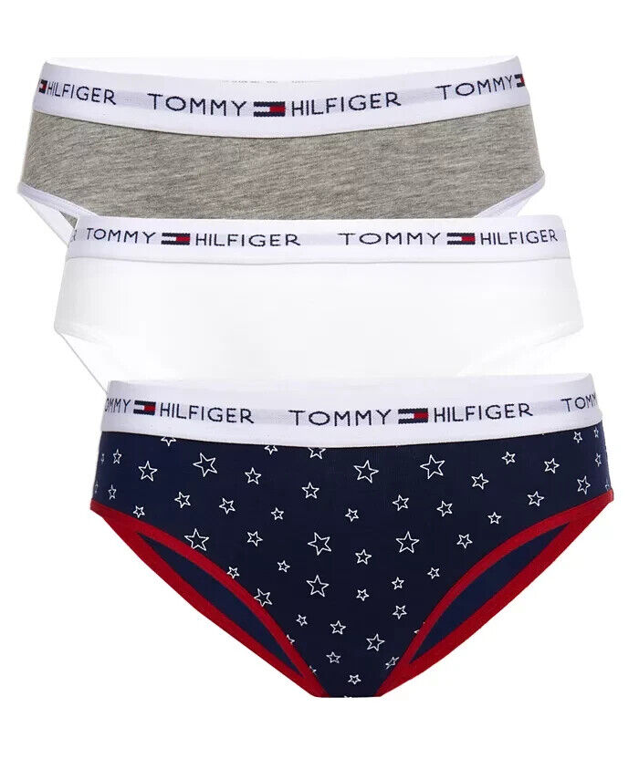Tommy Hilfiger Little Girls 3-Pk. Bikini Underwear Gray Blue Size XXS (2-3)