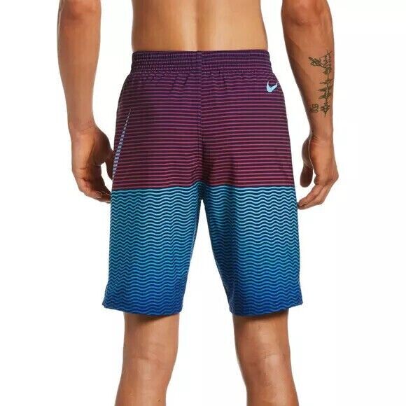 Nike Men's Horizon Stripe Vital Volley Swim Shorts Black Size L MSRP $64