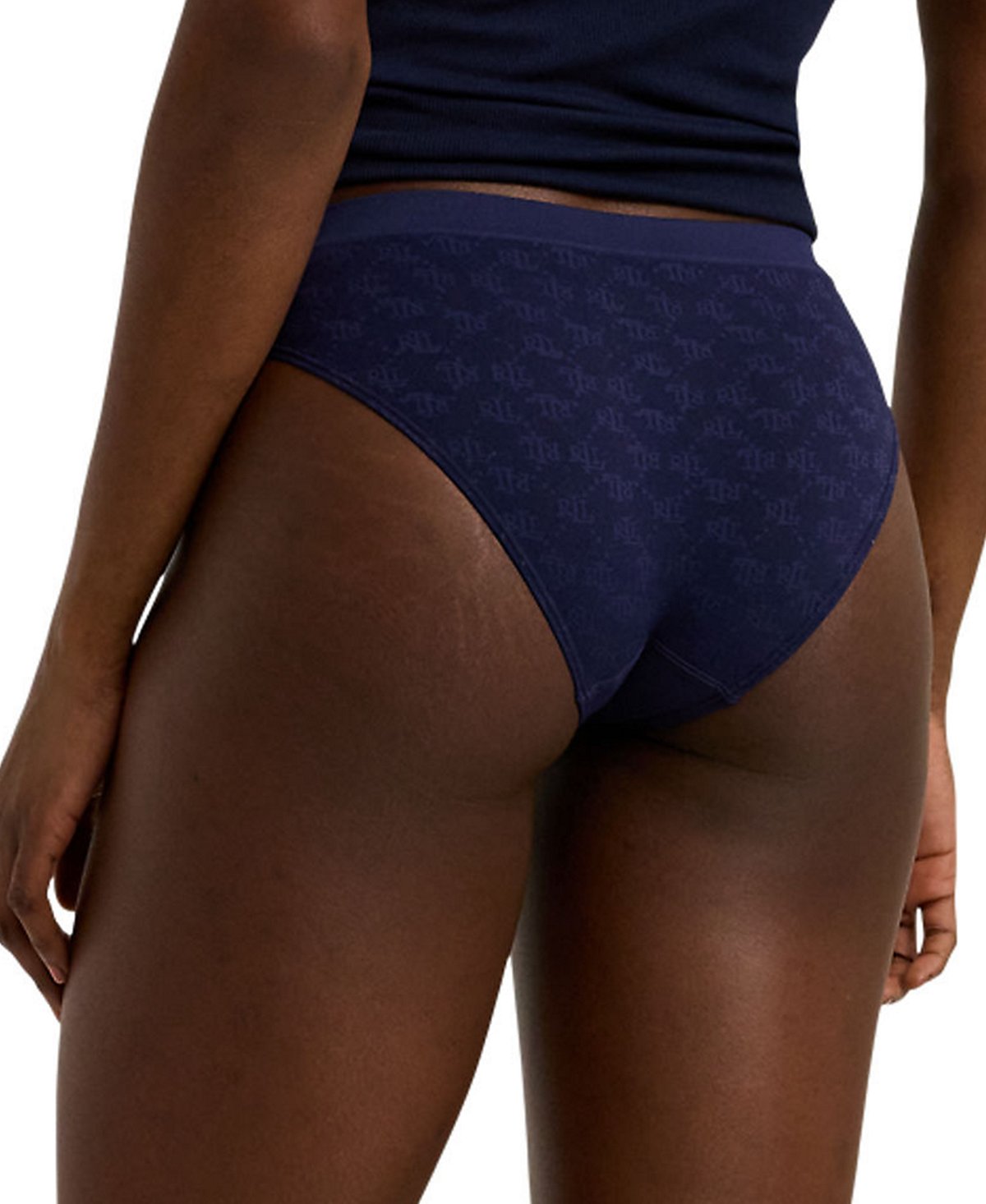 Lauren Ralph Lauren Monogram Mesh Bikini Brief Underwear 4L0048 -Navy, Size L