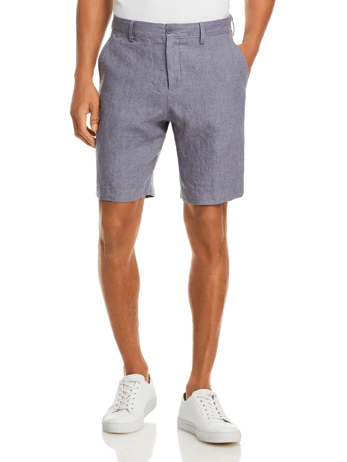 The Men's Store Mens Linen Houndstooth Khaki, Chino Shorts Gray Size 38