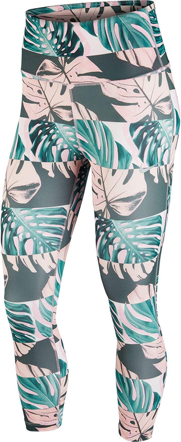 Nike Dry Women's Botanical Print Fast Crop Tight fit Leggings Pink Size S