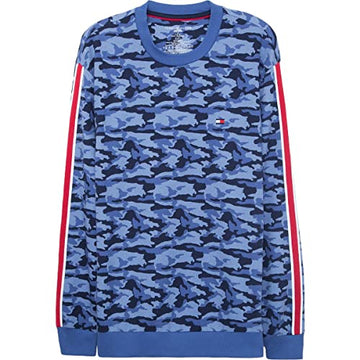 Tommy Hilfiger Mens Cotton Camouflage Pajama Top Blue Size XL