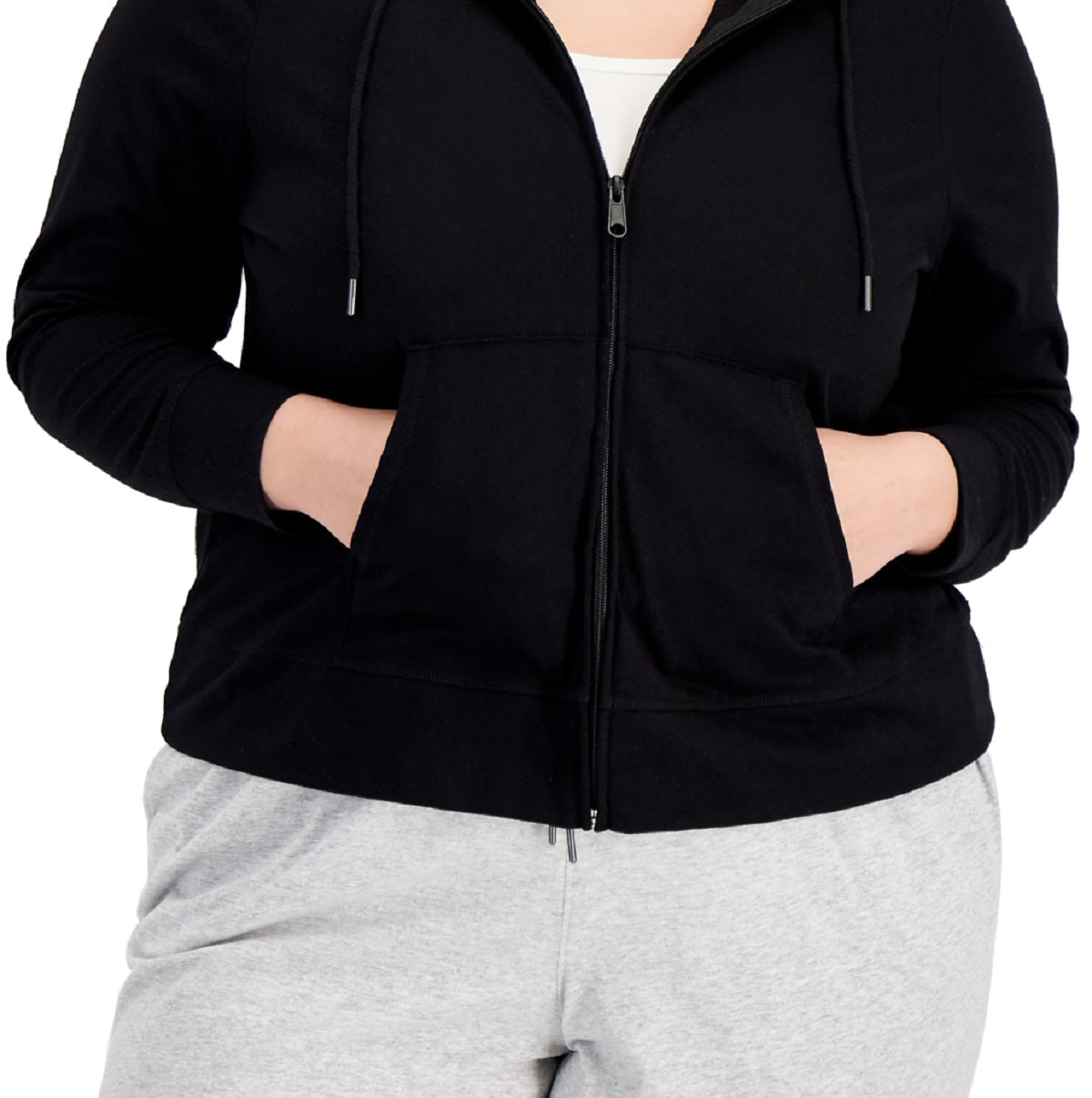 ID Ideology Women's Full Zip Hooded Jacket Black Size 3X Black