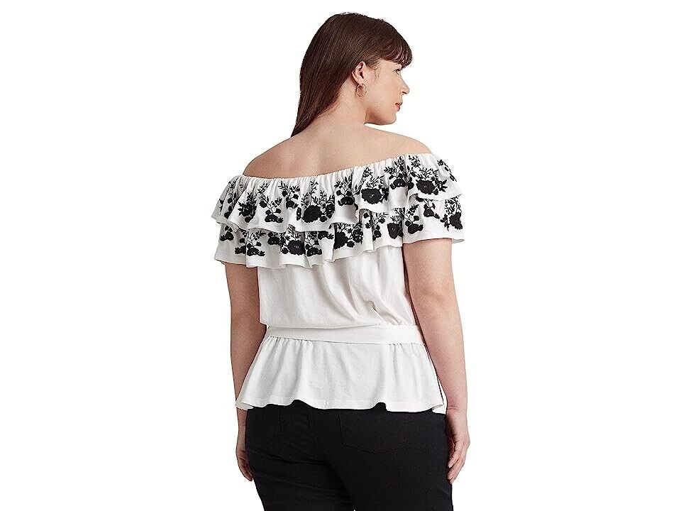 Lauren Ralph Lauren Off-The-Shoulder Top Pep White Plus Size 3X MSRP $145
