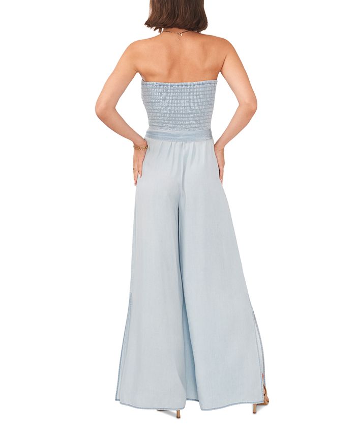 Vince Camuto Women's Smock Bodice Wide Leg Jumpsuit Blue Size XS