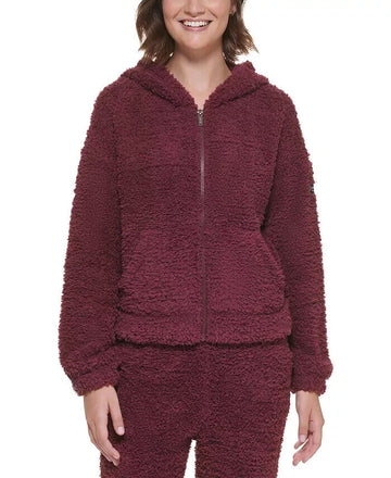 Calvin Klein Performance Women's Pocket Full-Zip Hoodie Burgandy Red Size XL $80