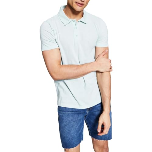 And Now This Mens Slub Collared Polo Shirt Blue Size S