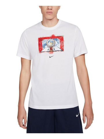 Nike Men's Dri-fit Hoops Photo Graphic T-Shirt White Size L MSRP $25