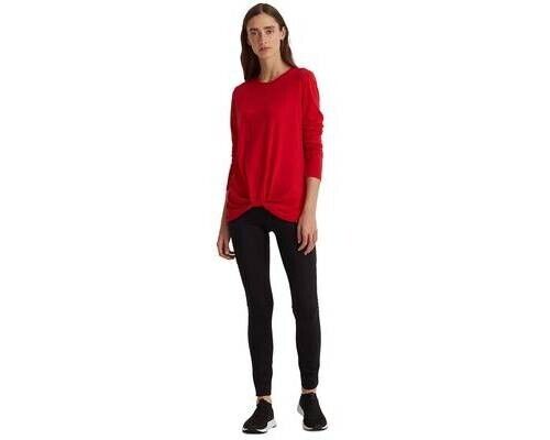 Lauren Ralph Lauren Twist-Front Long-Sleeve Top Lipstick Red Size M MSRP $70