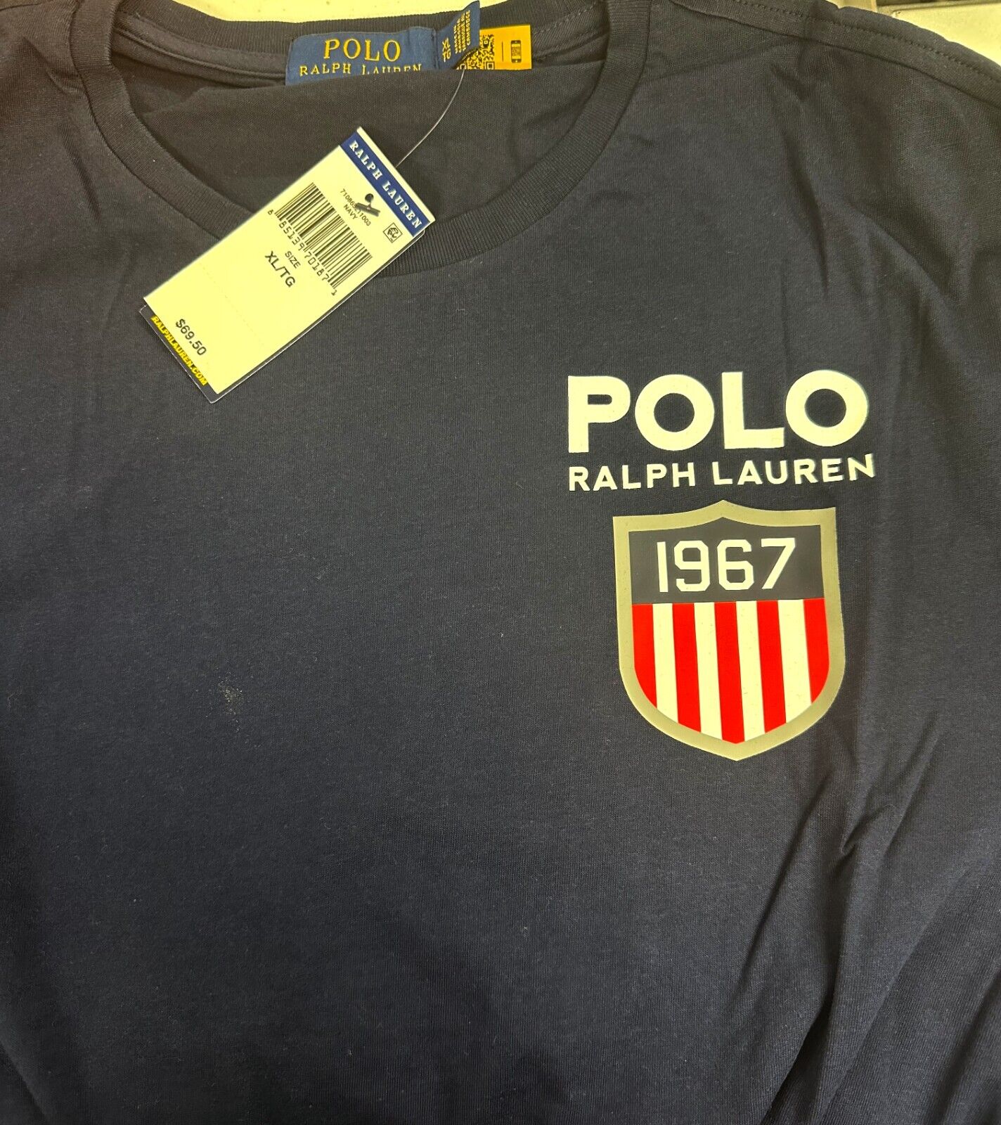Polo Ralph Lauren Men Classic-Fit Logo Long-Sleeves Cruise Navy Size XL MSRP $70