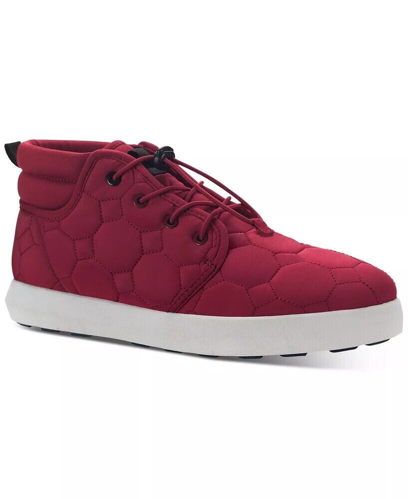Sun + Stone Men Lace Up Quilted Puffer Boots Fin Knit Fabric-Red- Size 8.5M