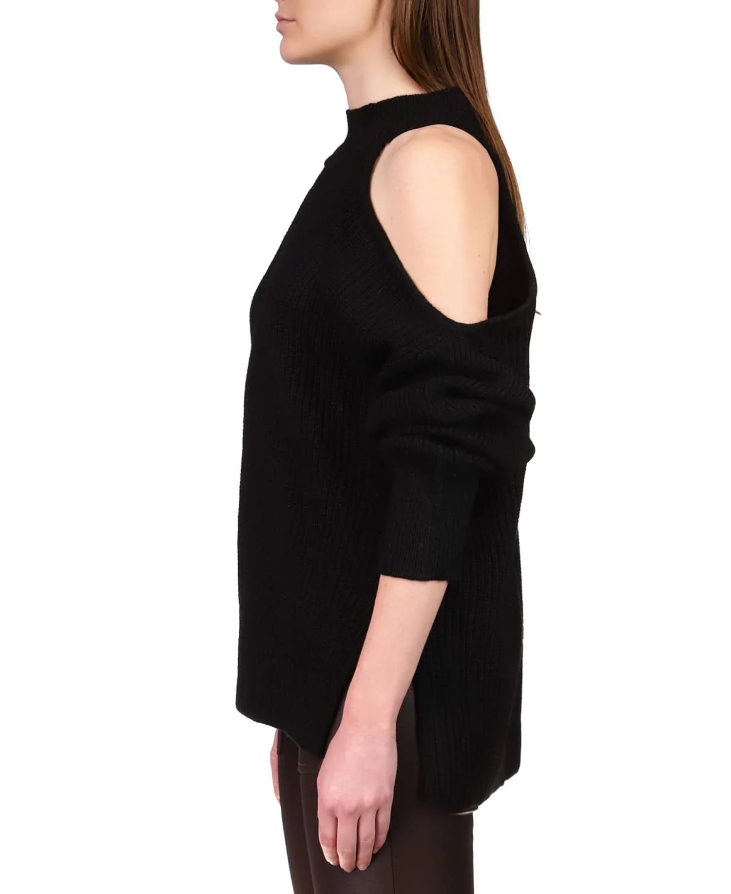 Sanctuary Women's Black One Cold Shoulder Long Sleeve Sweater Size M