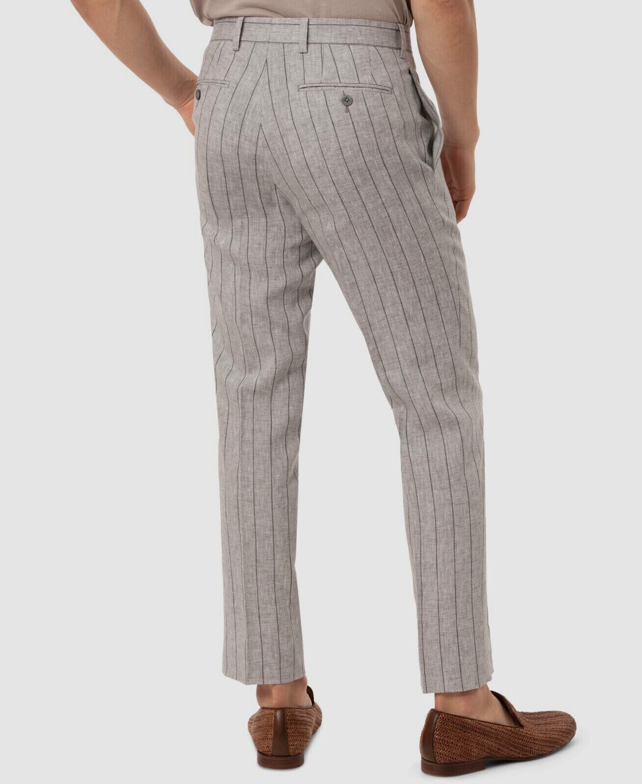 Tallia Mens Slim-Fit Wide Stripe Linen Suit Pants Gray Size 29W X 29L MSRP $135