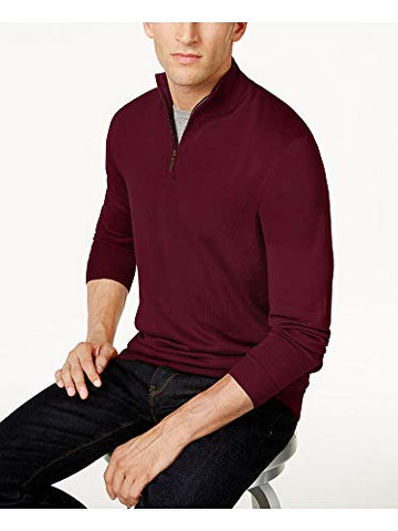 Clubroom Mens Burgundy Red Quarter-Zip Sweater Size XL