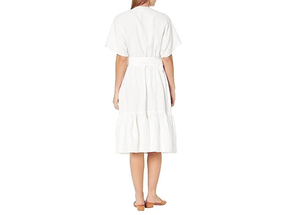 LAUREN Ralph Lauren Belted Linen Wrap-Style Dress White Size 4 MSRP $185