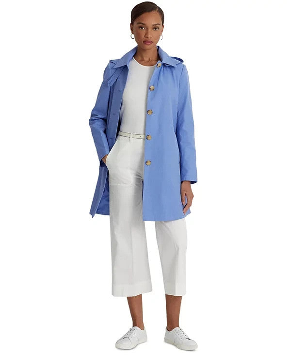 Lauren Ralph Lauren Women's Hooded Raincoat Blue Size PS MSRP $240